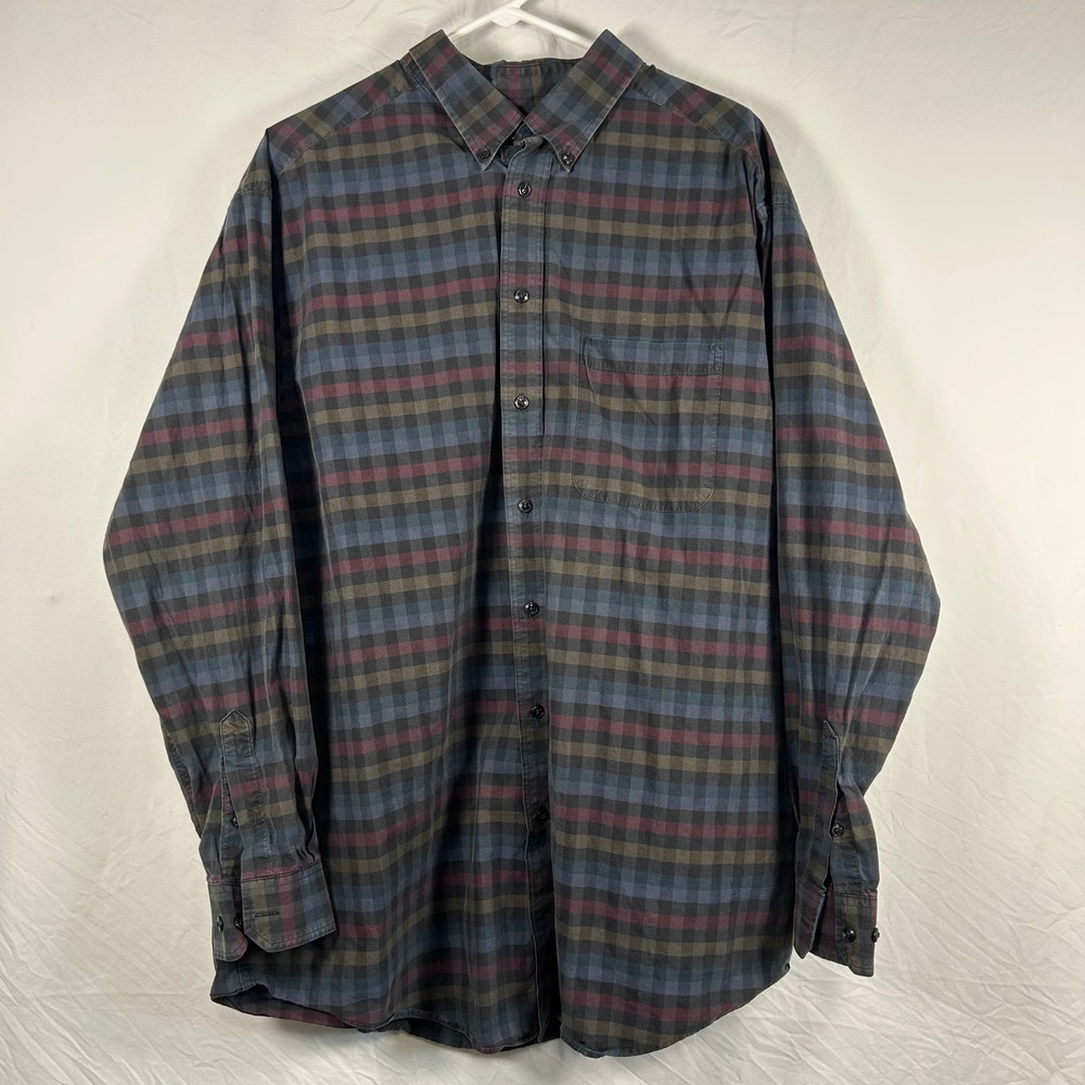Roundtree & Yorke Button Down Shirt Mens 2XT Multicolor Excellent Plaid Cotton